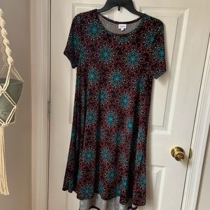 High low LuLaRoe dress with multi-color pattern